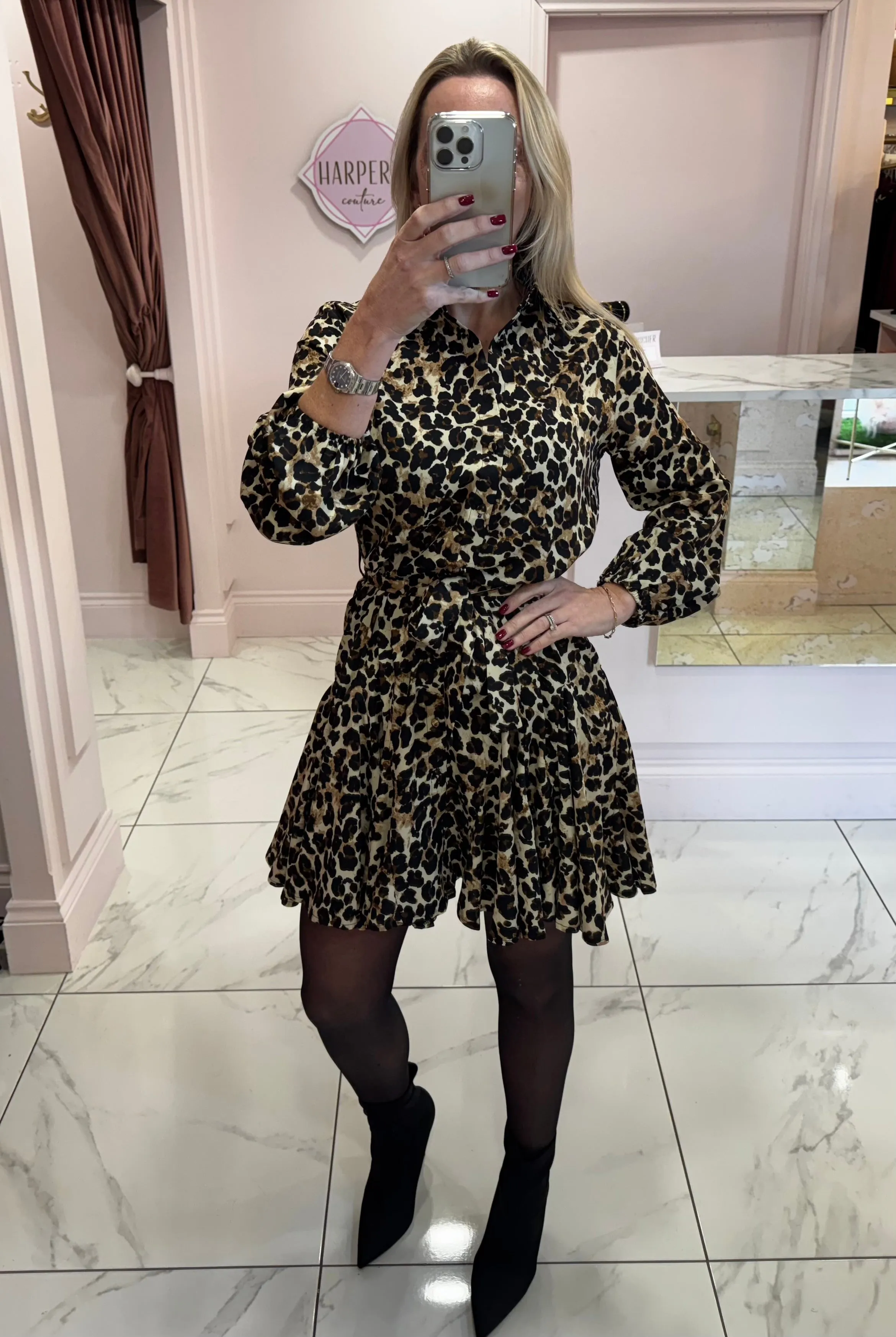 Morgan Leopard Print Skater Dress