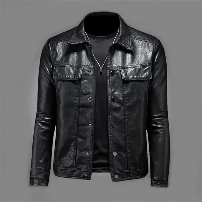 Motorcycle Faux Leather Jacket Men's Black Jaqueta De Couro Masculina Outwear Male PU Leather Coats M S4787837