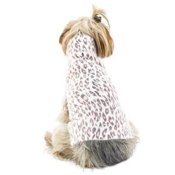 Movie Star Mock Neck Dog Sweater Pink Leopard