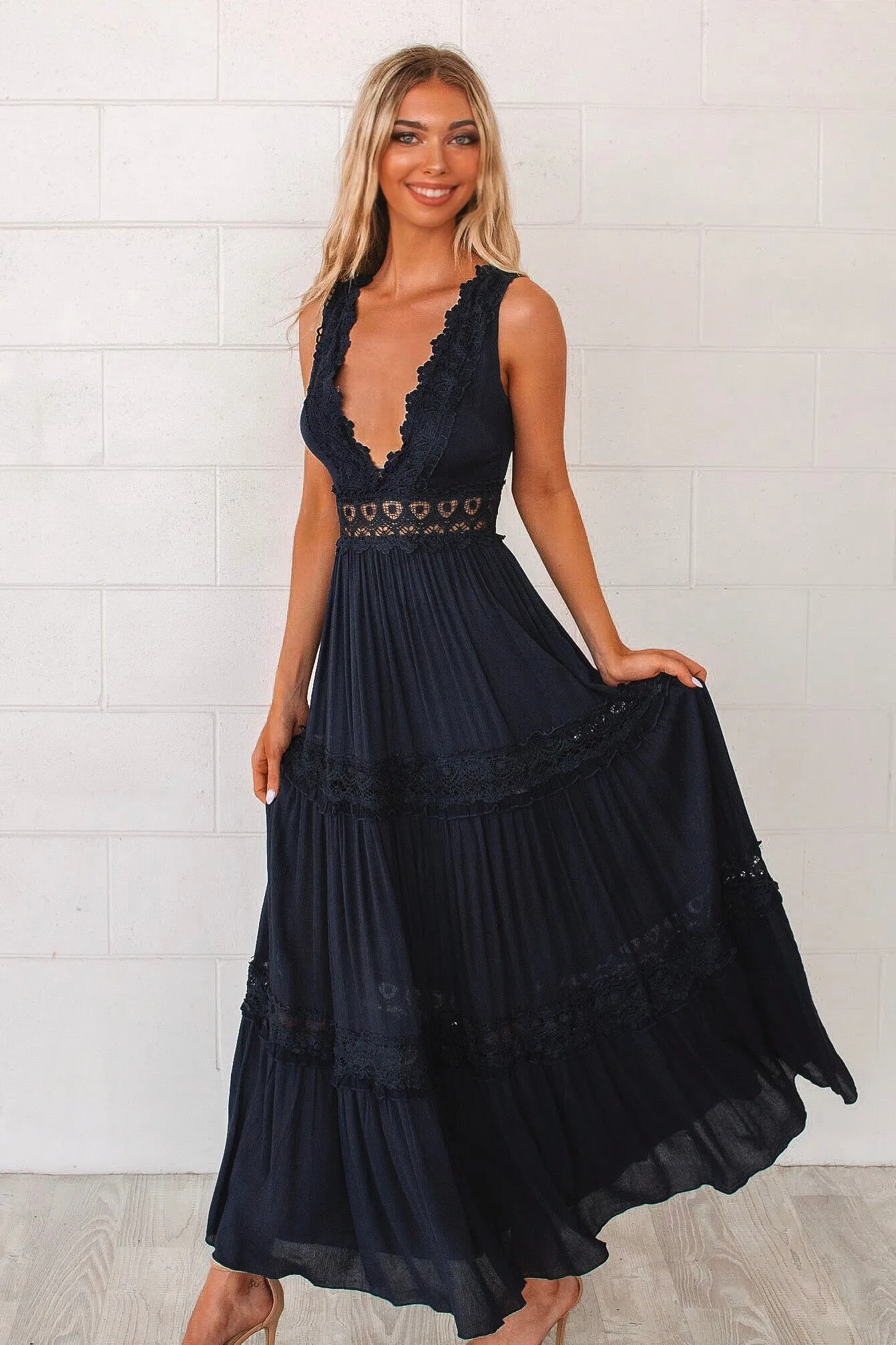 Navy Fawn Maxi Dress