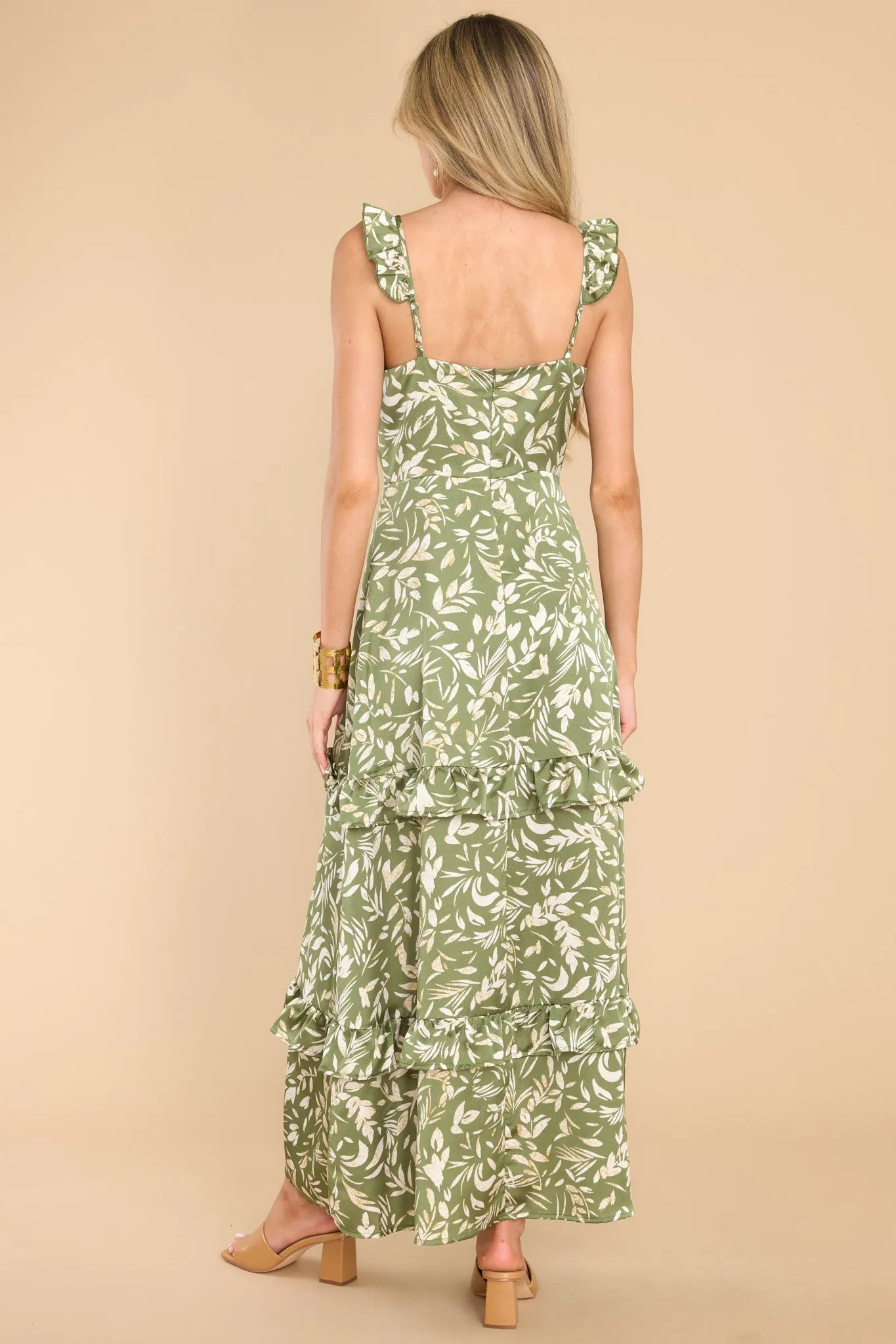 Not Letting Go Green Floral Print Maxi Dress