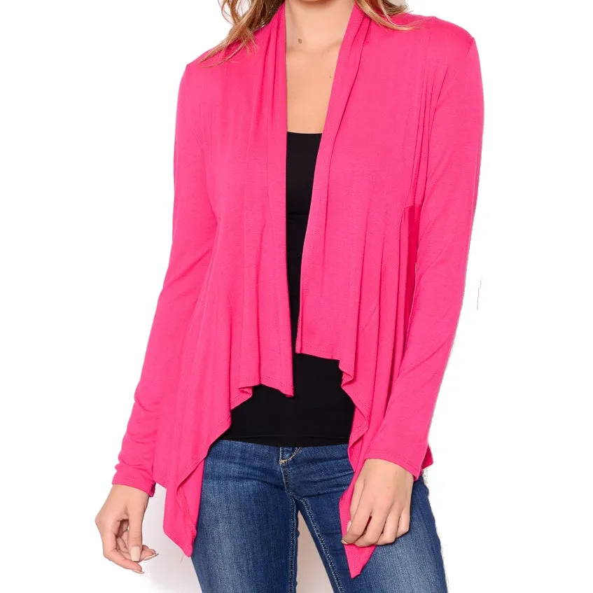 Open Draped Cardigan in Fuchsia