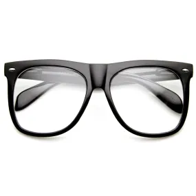 Oversize Hipster Indie Nerd Fashion Clear Lens Horned Rim Glasses