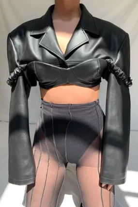 Oversized Cropped Leather Jacket