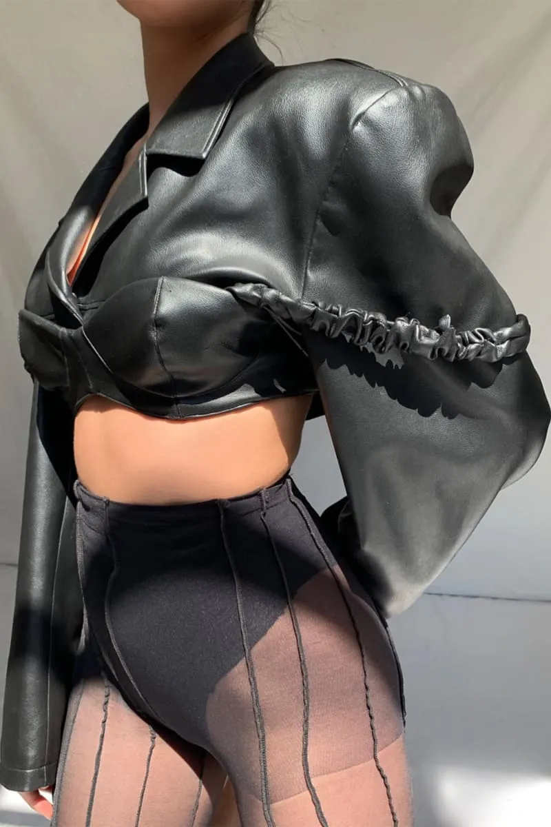 Oversized Cropped Leather Jacket