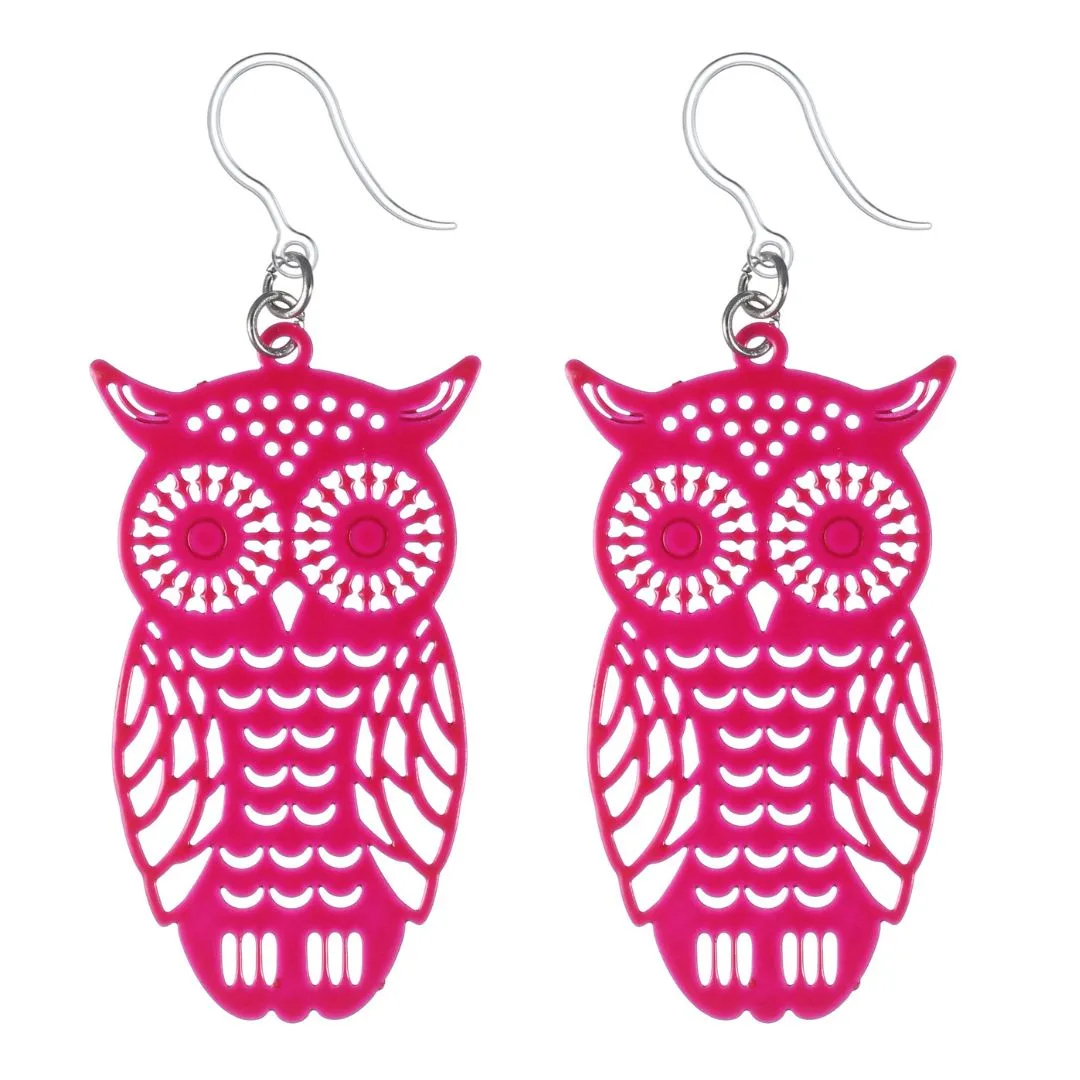 Owl Dangles Hypoallergenic Earrings for Sensitive Ears Made with Plastic Posts