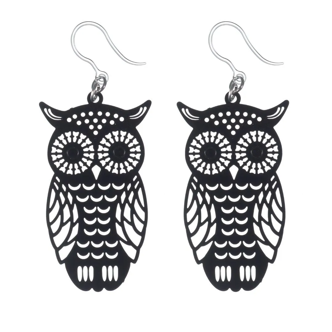 Owl Dangles Hypoallergenic Earrings for Sensitive Ears Made with Plastic Posts