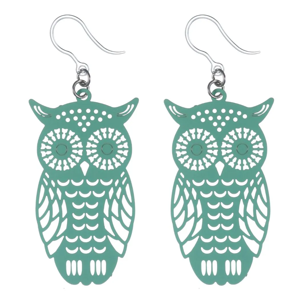 Owl Dangles Hypoallergenic Earrings for Sensitive Ears Made with Plastic Posts