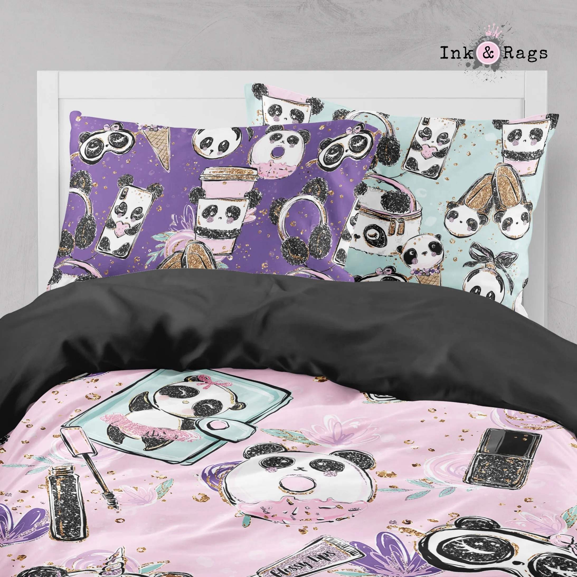 Panda Girl Fashion Crib and Toddler Bedding Collection