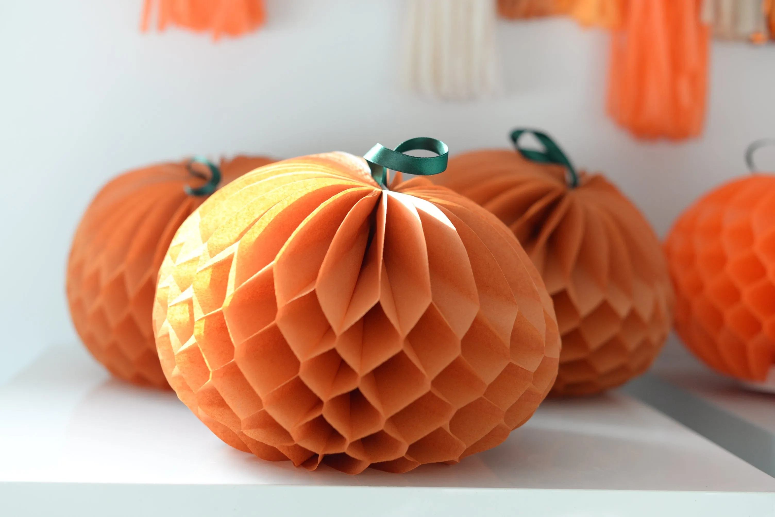 Paper pumpkin honeycomb -25cm / 10 " Sandstone fall Decorations - Halloween decorations - reusable