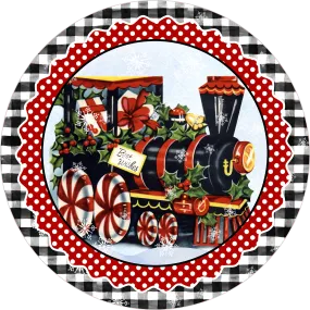 Peppermint Train, Christmas, Peppermint Candy, Sign Wreath Sign, Wreath Center