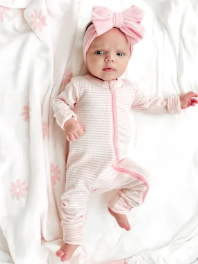 Pink Stripe / Organic Ribbed 2-Way Zip Romper