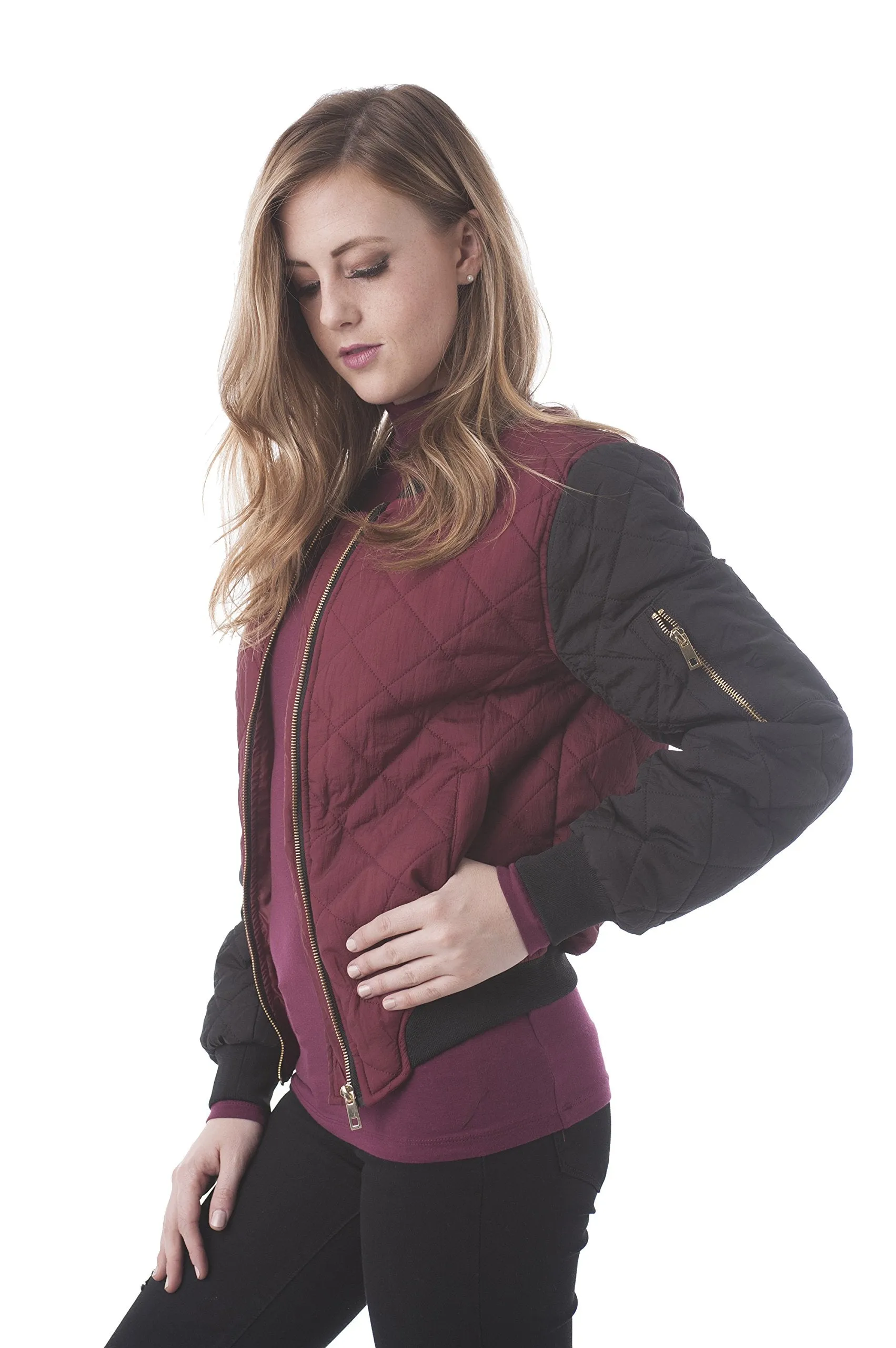 Quilted Contrast Bomber Padding Jacket