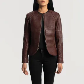 Quilted Maroon Leather Jacket