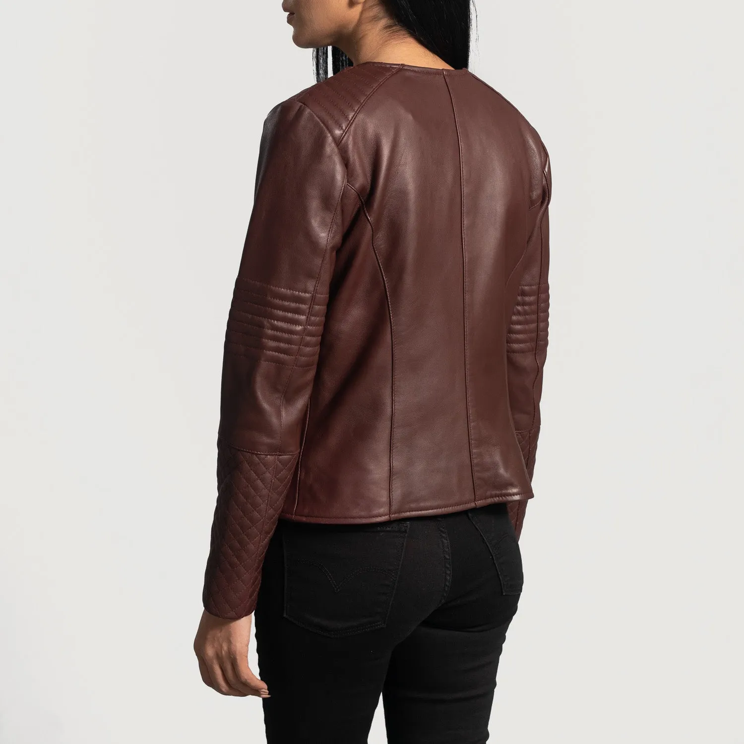 Quilted Maroon Leather Jacket