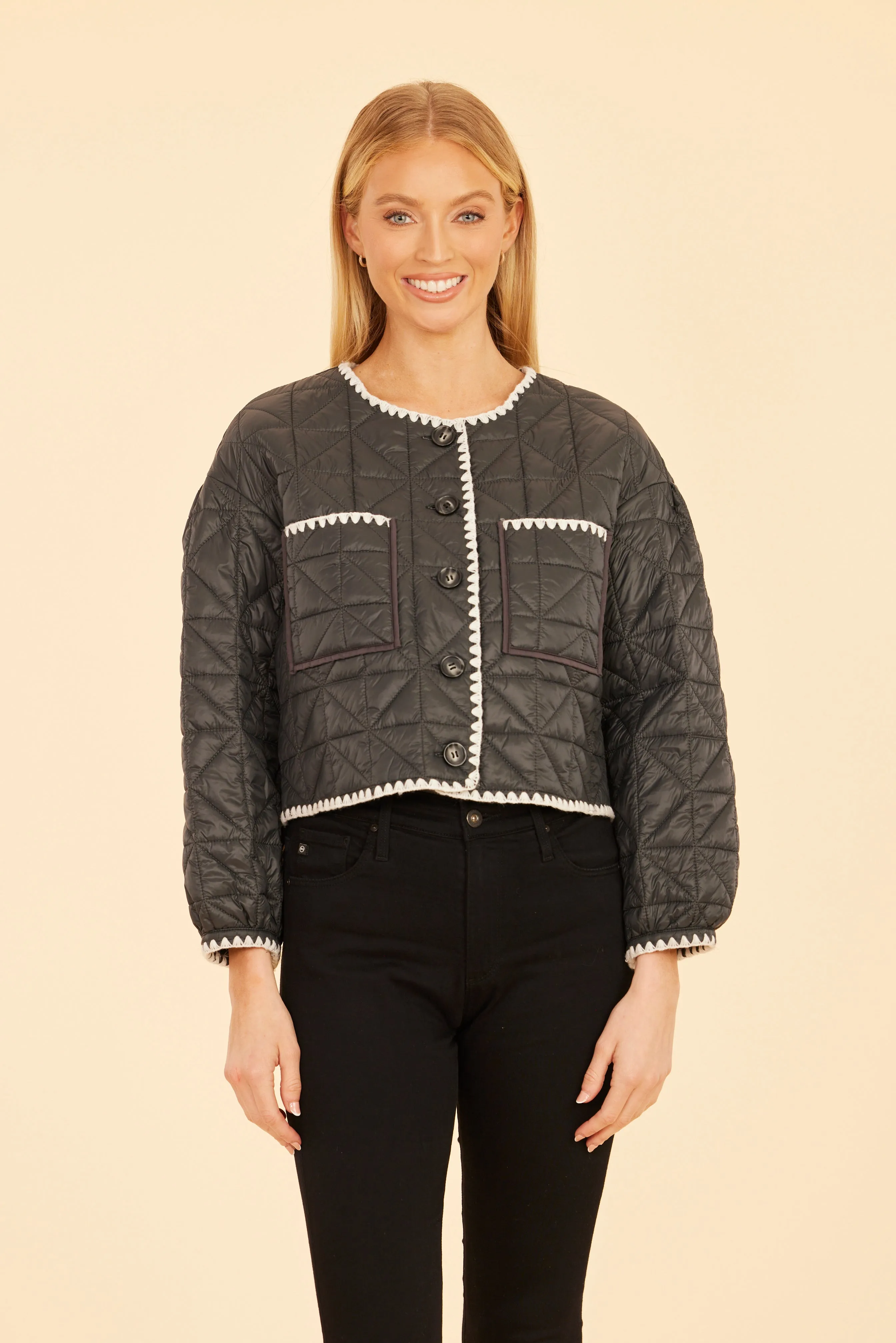 Quilted Whip Stitch Cropped Jacket