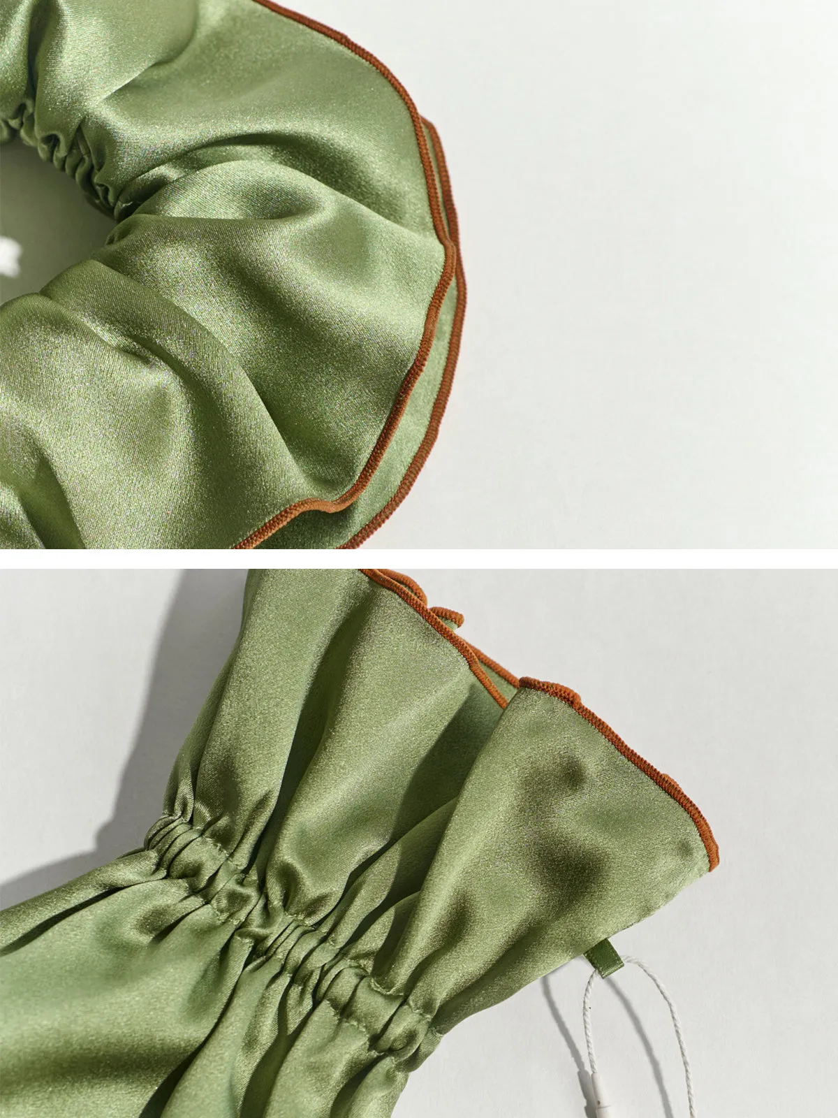 "Maxi Flower" Double-Layer Oversized Silk Scrunchie - Martini Olive