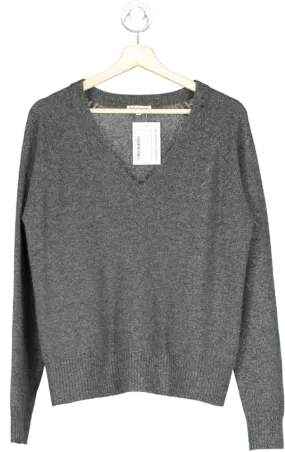 Reformation Grey V-Neck Cashmere Jumper UK M