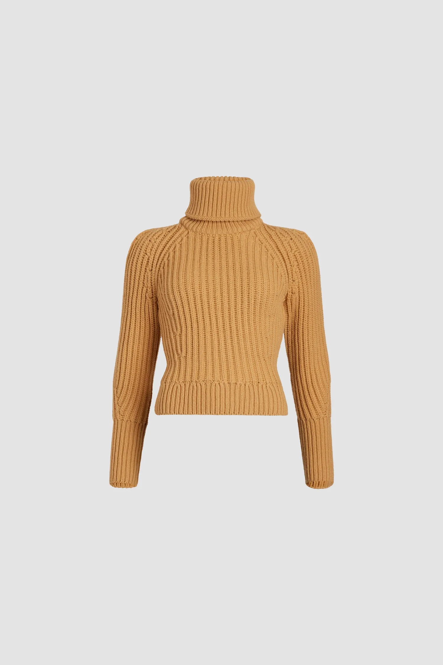 Ribbed turtleneck jumper in sustainable wool and cashmere