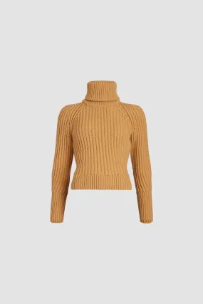 Ribbed turtleneck jumper in sustainable wool and cashmere