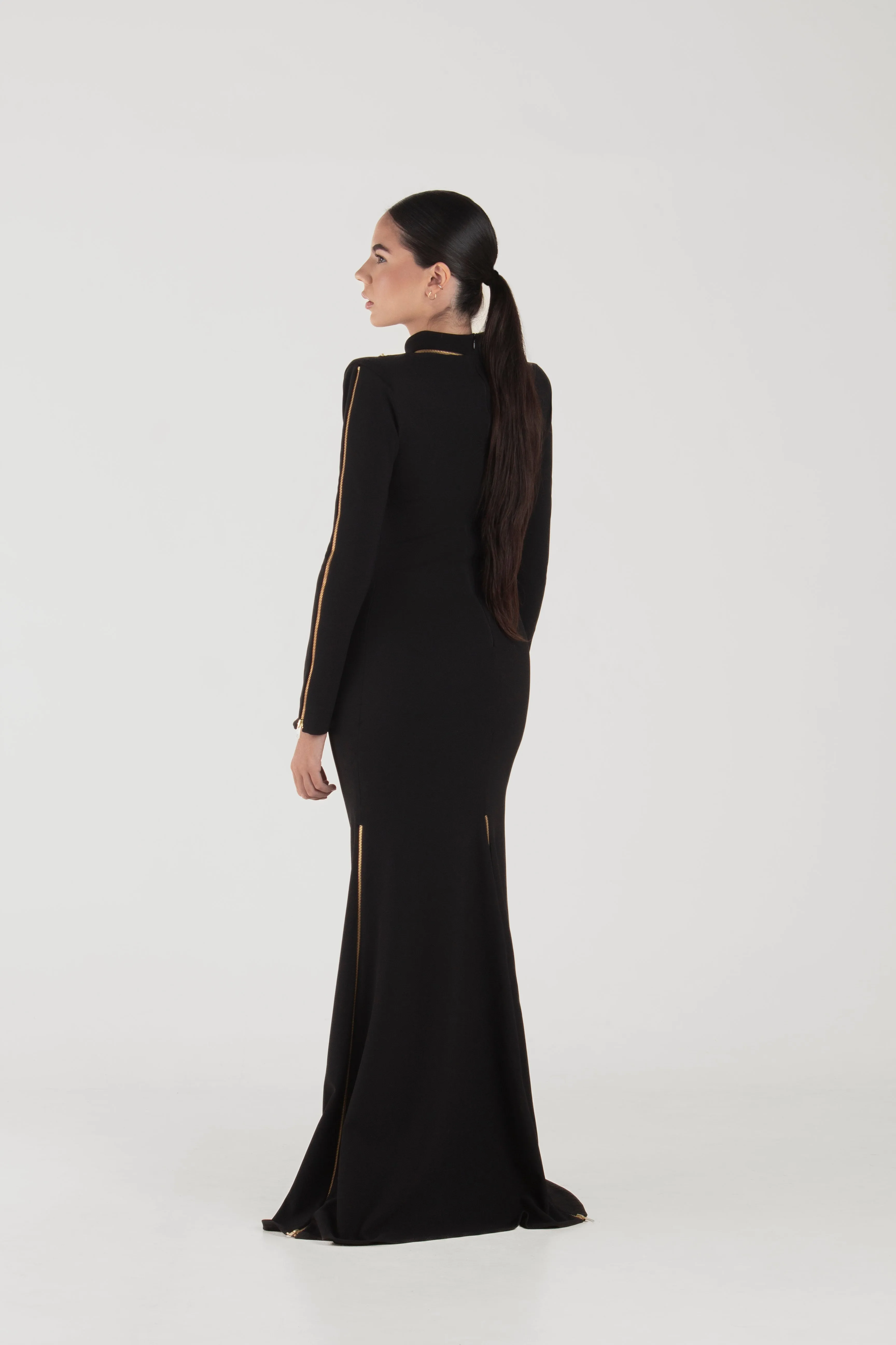 Rina Black Long Sleeve Dress