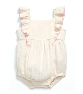 Ruffled Double-Weave One-Piece Romper for Baby