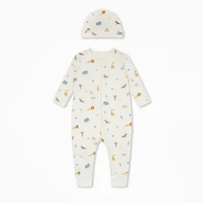 Safari Clever Zip Romper & Hat Set