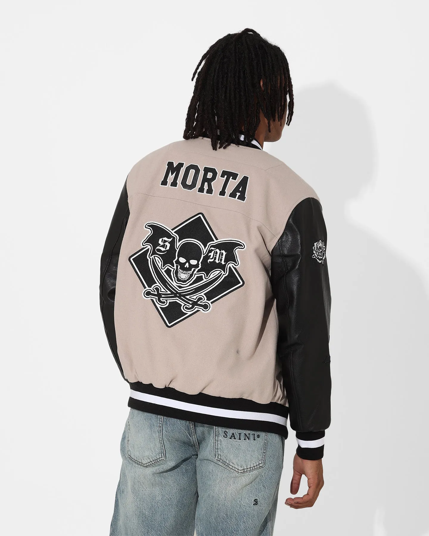 Saint Morta Graveyard Varsity Jacket Stone/Black