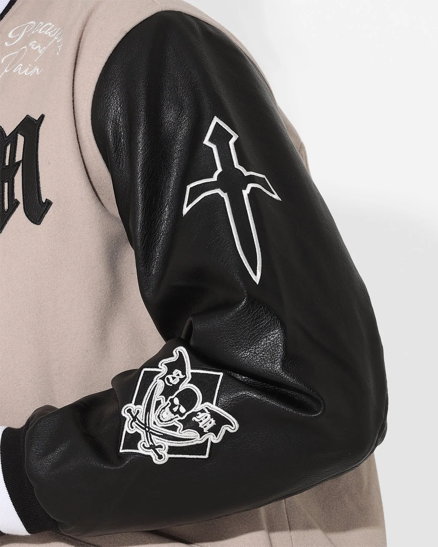 Saint Morta Graveyard Varsity Jacket Stone/Black