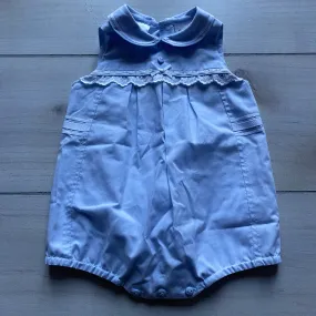 Sarah Louise Blue Sleeveless Cotton Bubble Romper