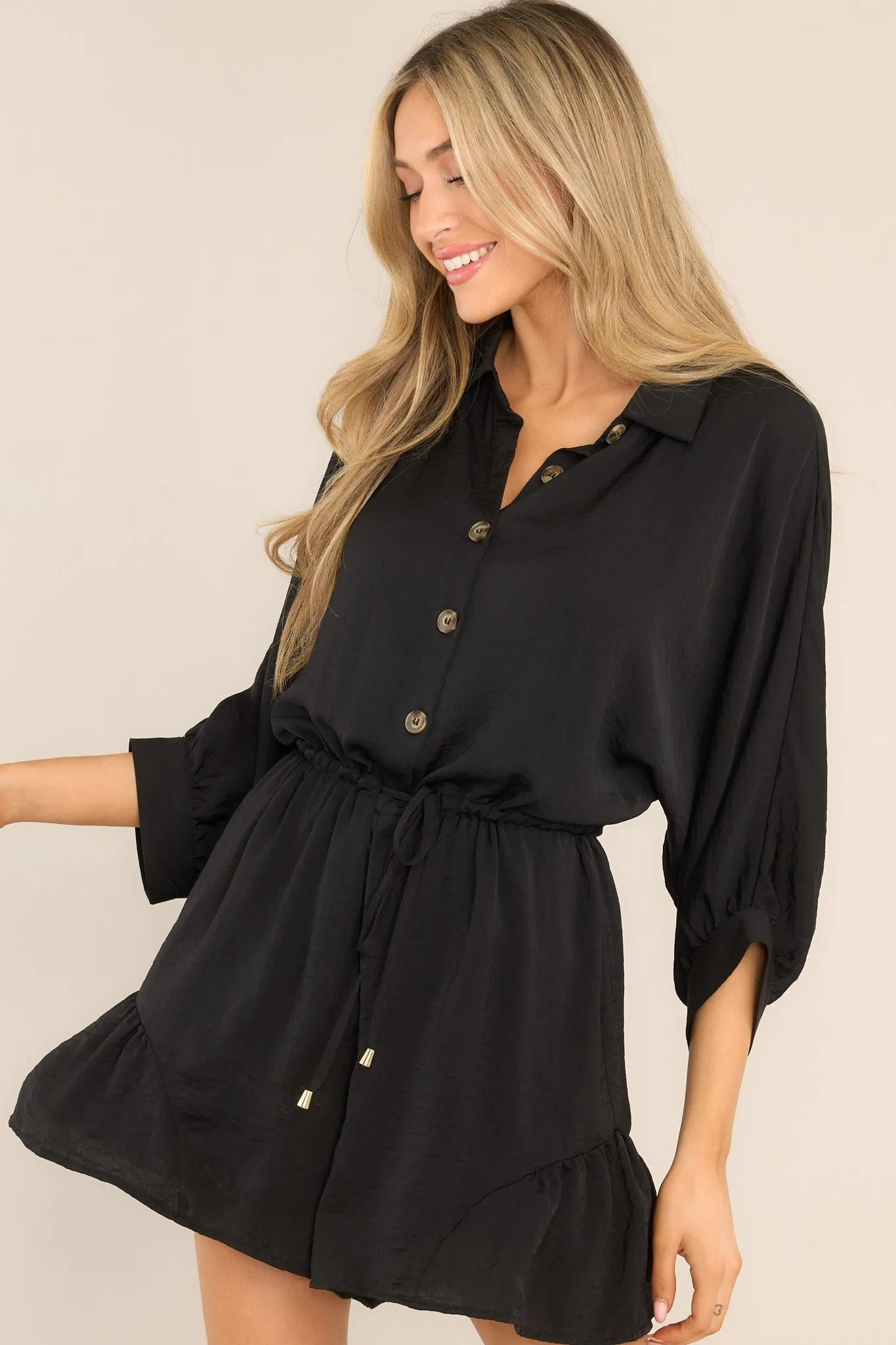 Serendipity Black Button Front Romper