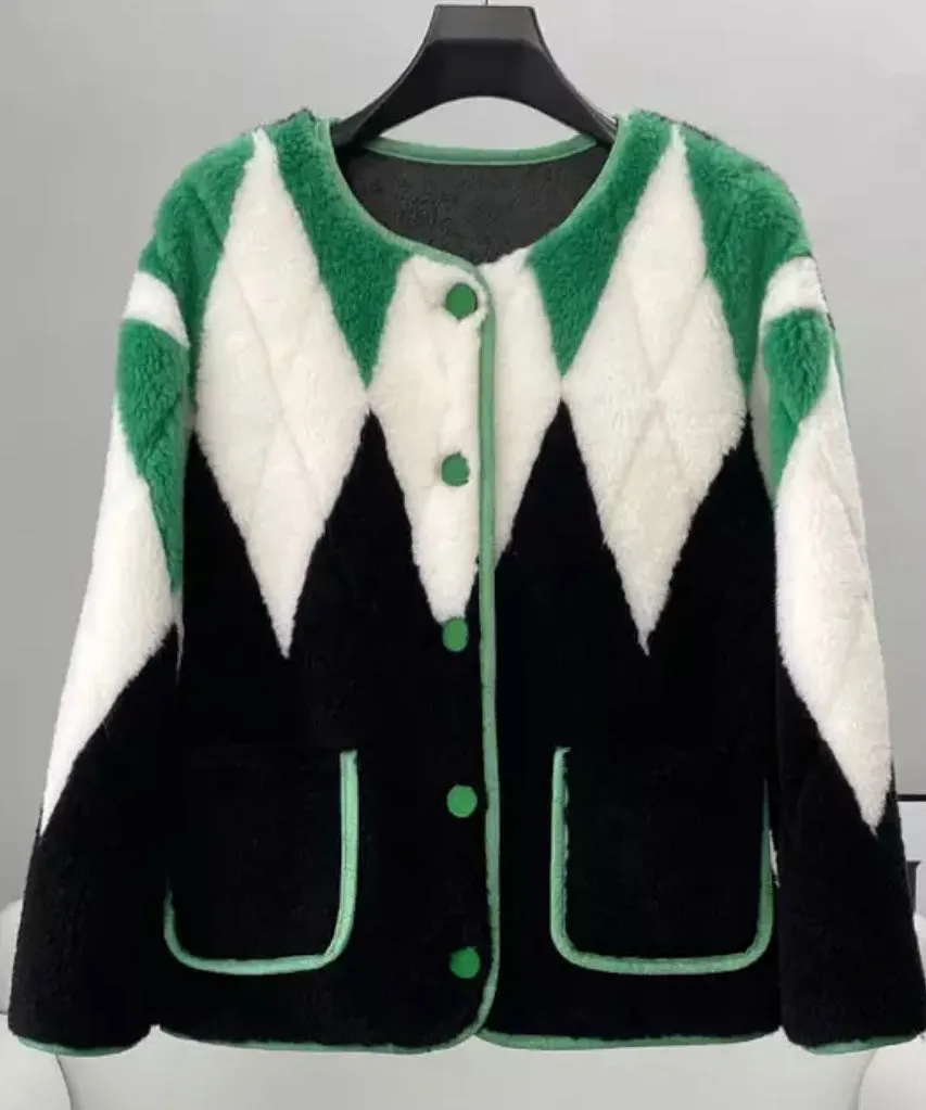 Shearling Argyle Jacket