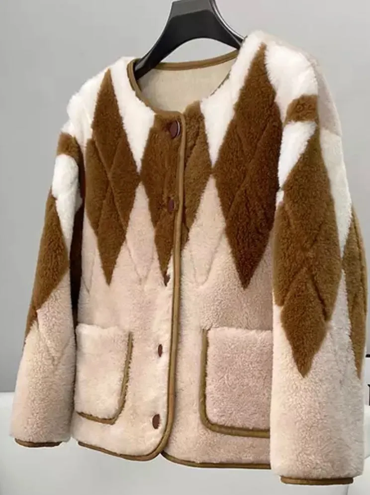 Shearling Argyle Jacket