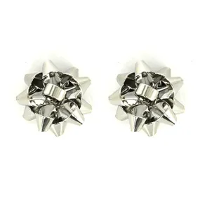 Silver Bow Stud Christmas Earrings