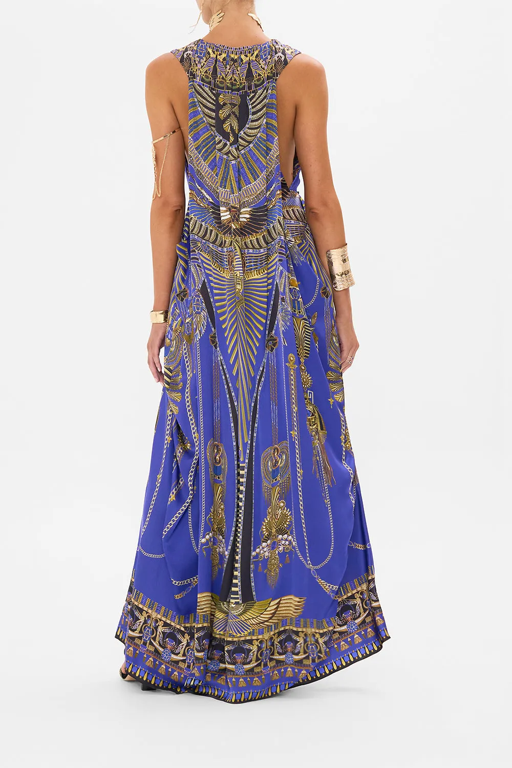 SLEEVELESS DRAPED T BACK LONG DRESS MY FAIR PHARAOH