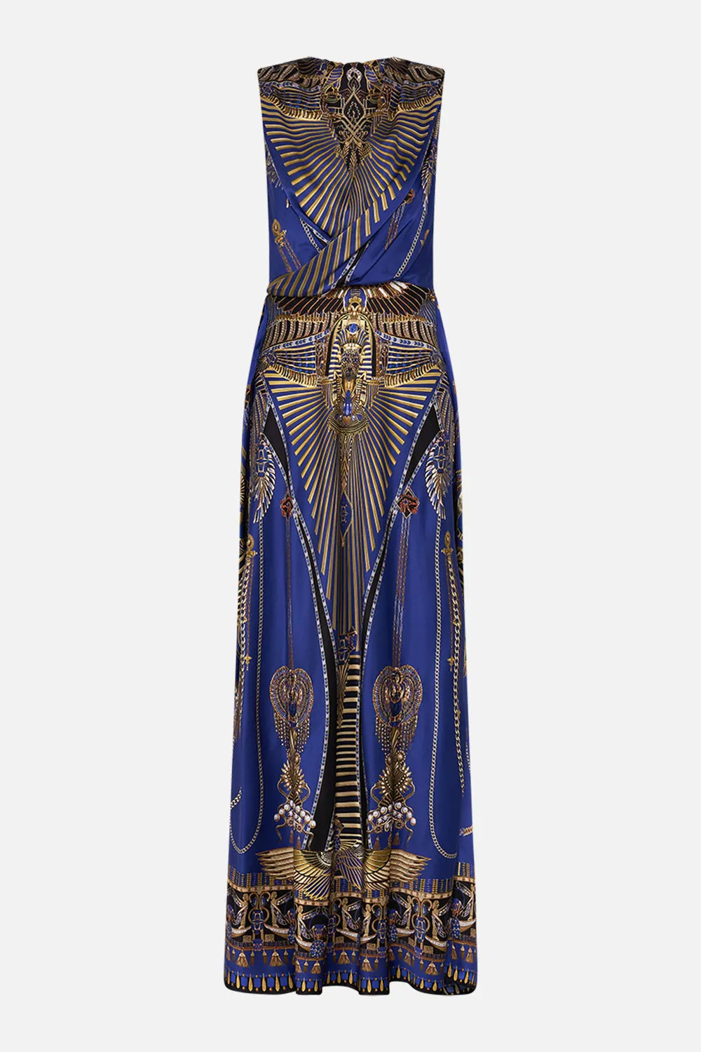 SLEEVELESS DRAPED T BACK LONG DRESS MY FAIR PHARAOH