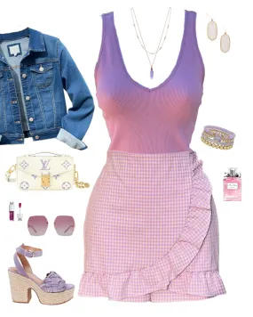 Small Changes Gingham Skort - Lavender