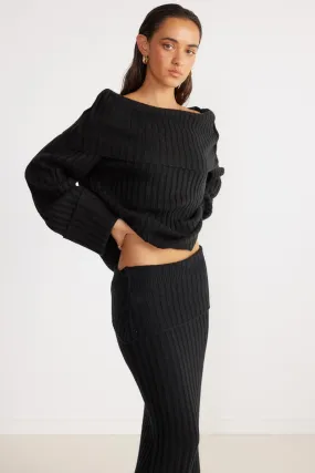 SNDYS Brooks Off Shoulder Jumper Black