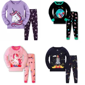 Spring Autumn Cotton Soft Breathable Cartoon Kids Pajamas Set