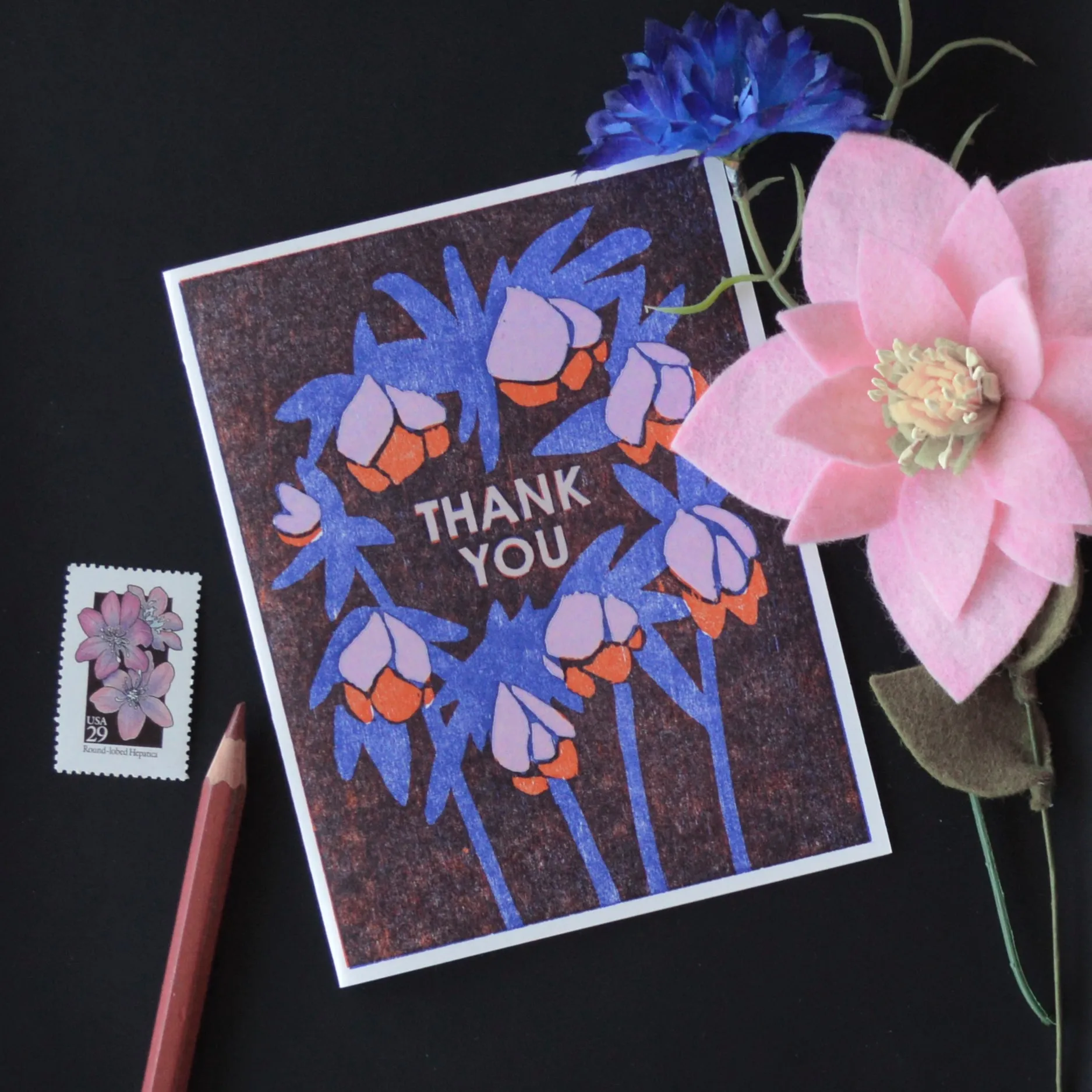 Thank You (Winter Roses) Letterpress Card