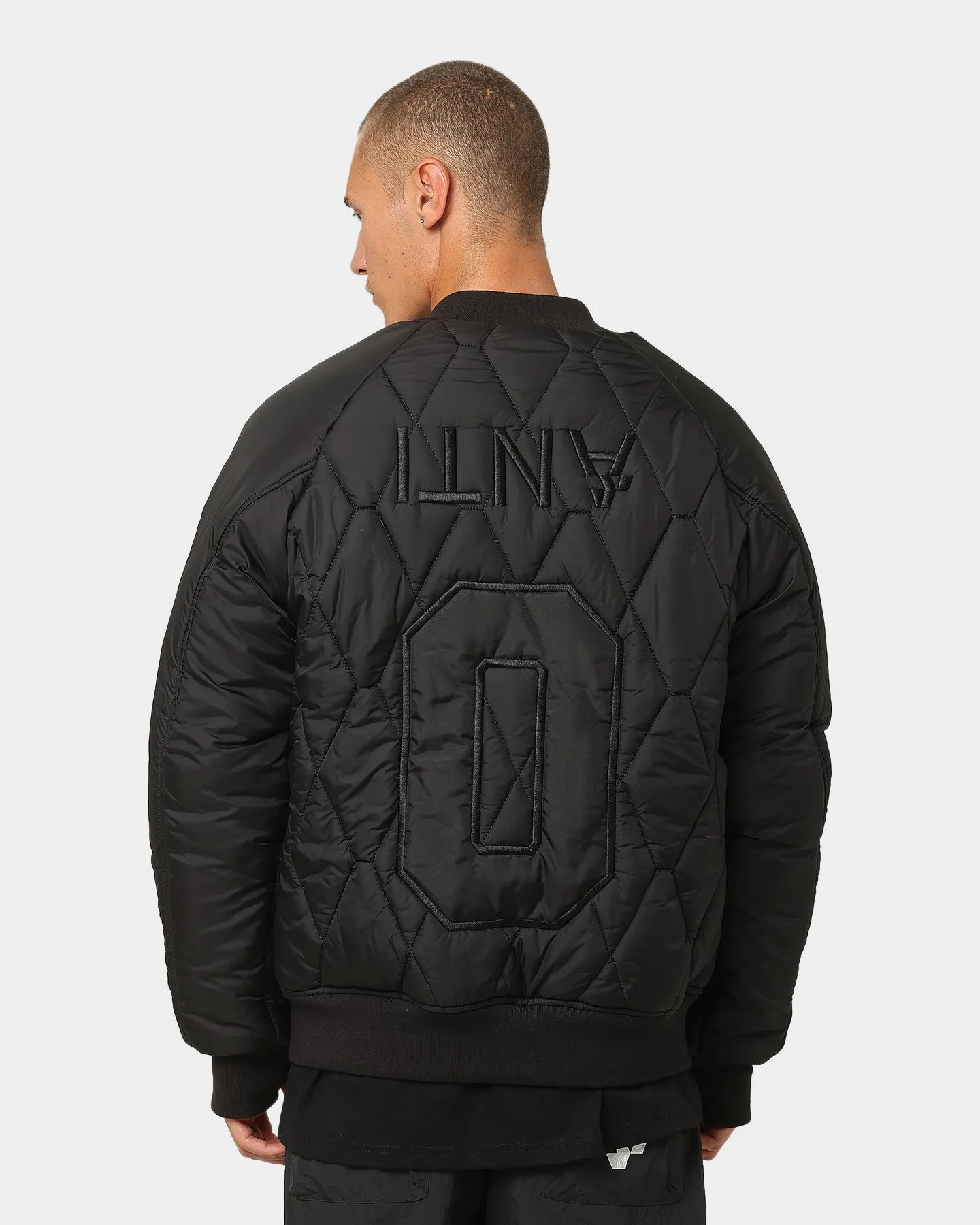 The Anti Order Corvus Quilted Bomber Jacket Black/White