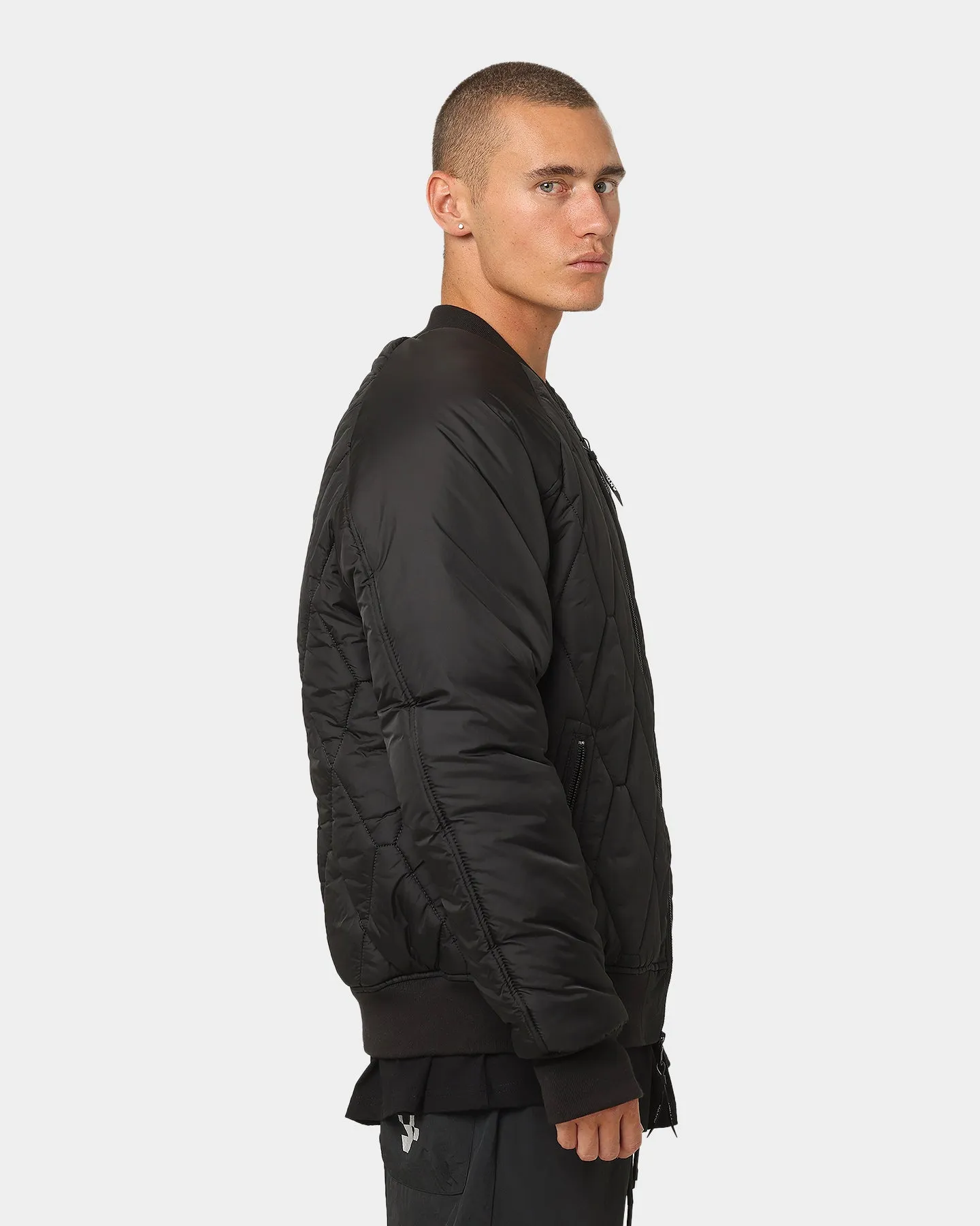 The Anti Order Corvus Quilted Bomber Jacket Black/White