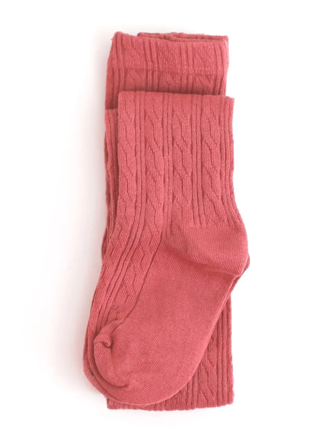 The Little Stocking Co - Cable Knit Tights - Strawberry Pink