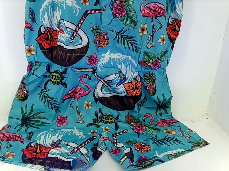 Tropical Flamingo Print Short Sleeve Romper 2XLarge Shirt