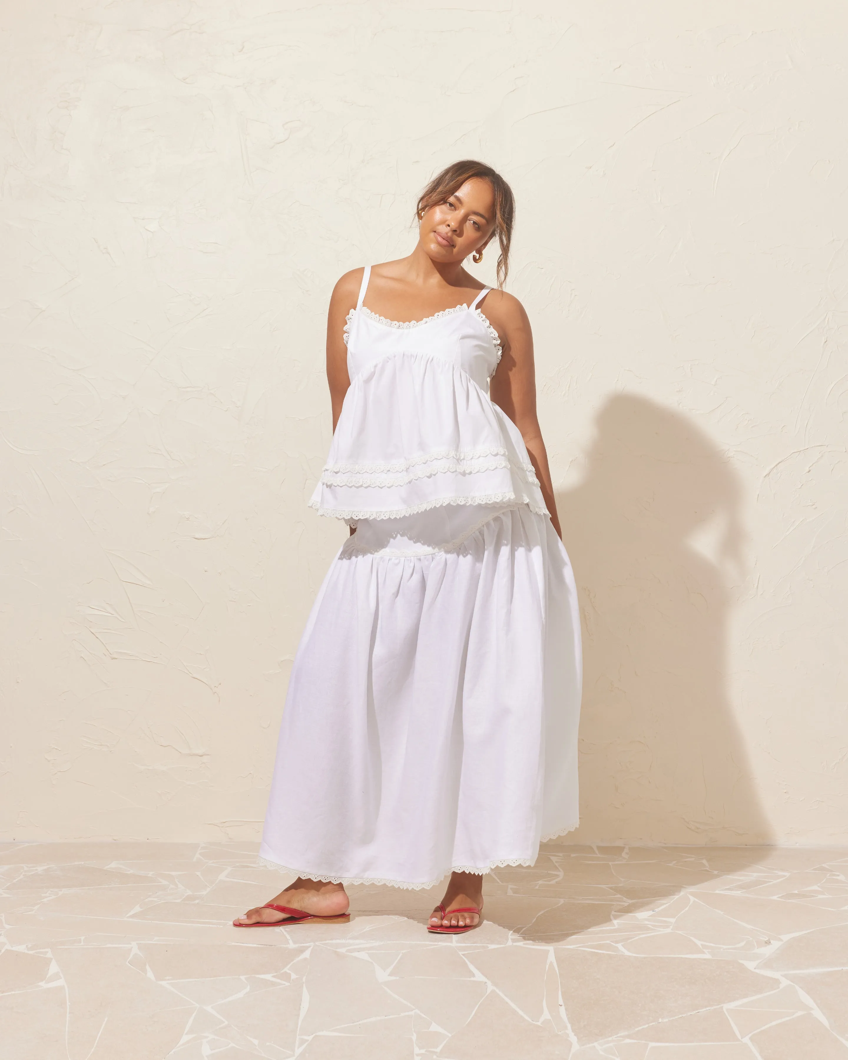 TRULLI SKIRT WHITE LINEN