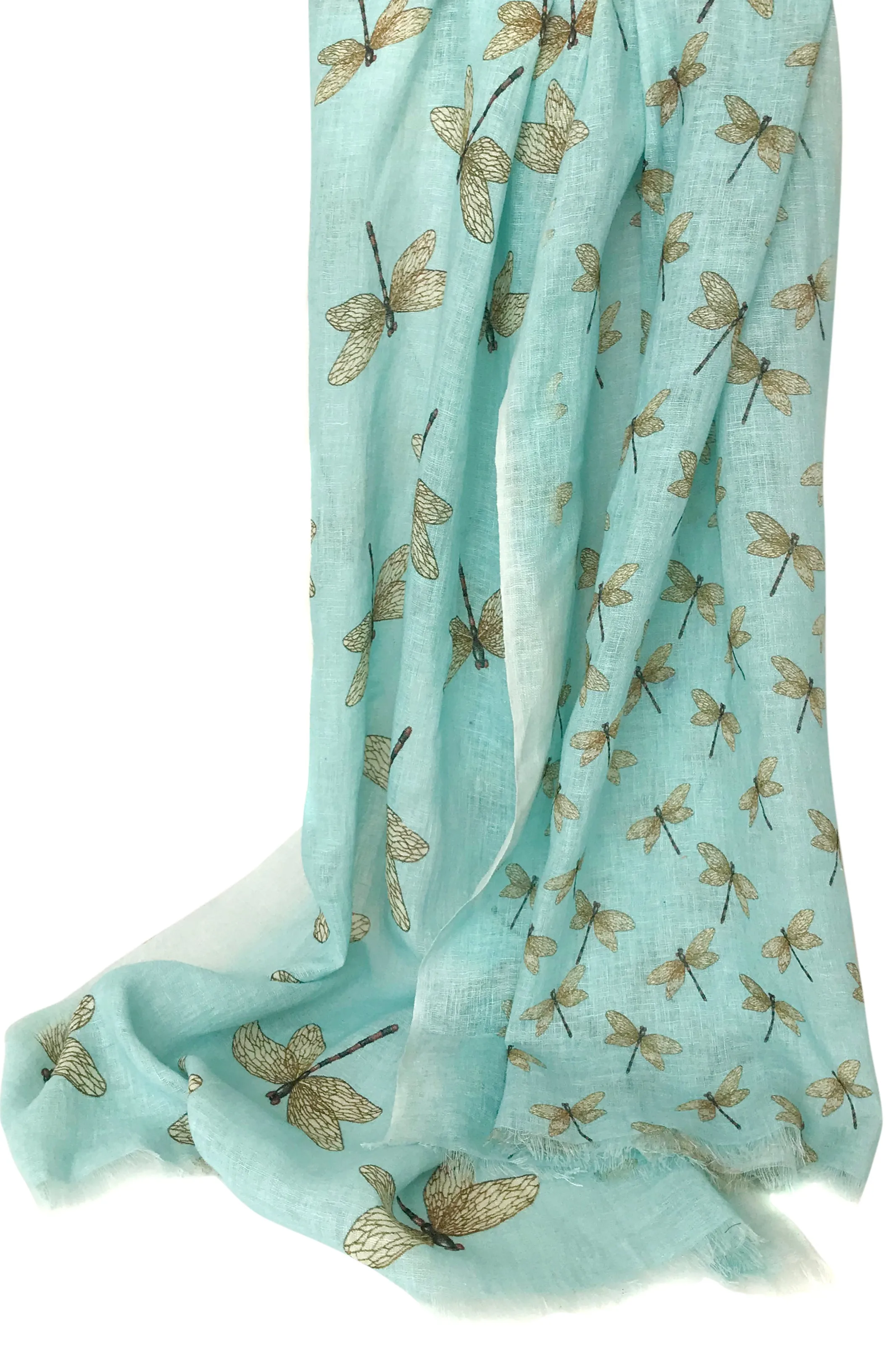 Turquoise Floral Linen Scarf