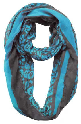 Turquoise Peach Couture Retro Neon Animal Print Infinity Loop Scarf