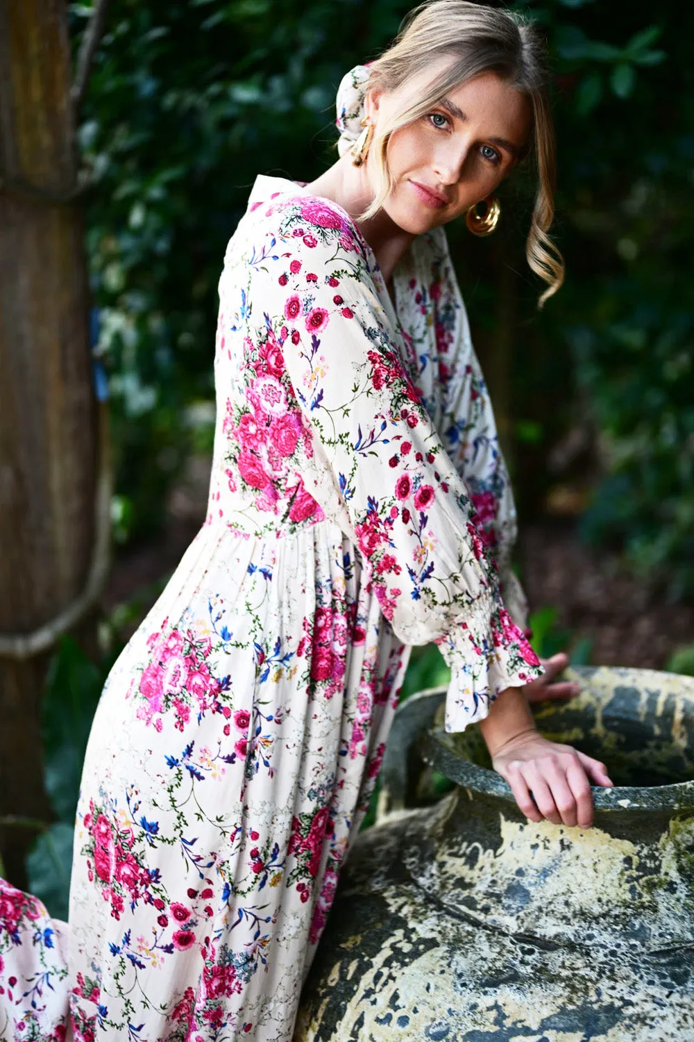 Tuscany Floral Print Maxi Boho Dress