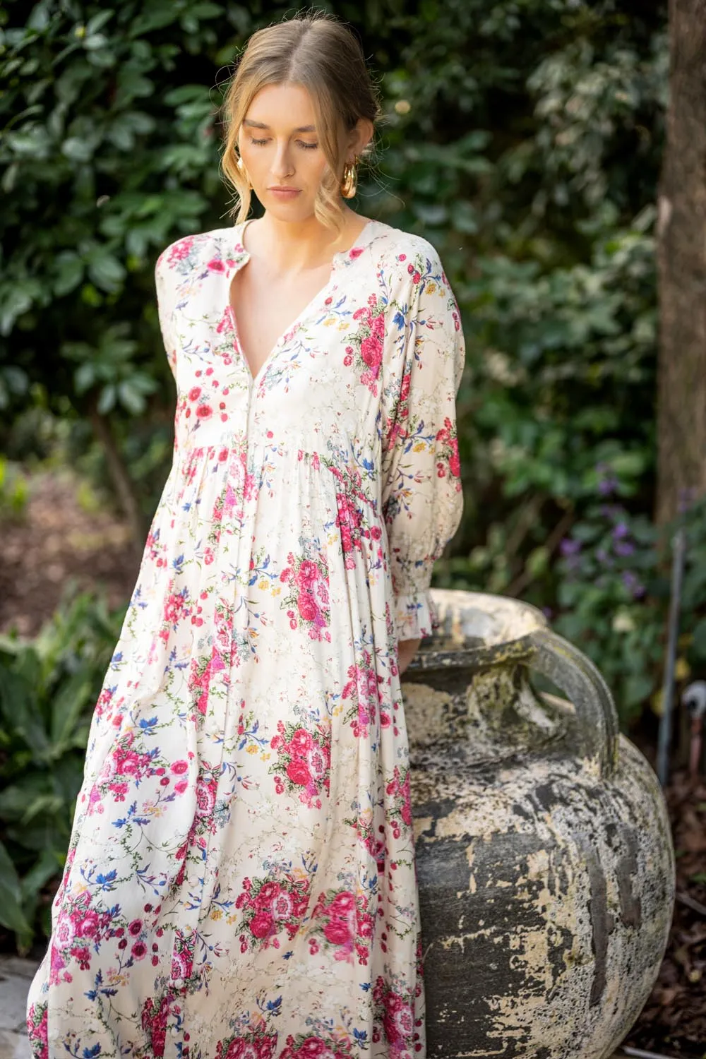 Tuscany Floral Print Maxi Boho Dress