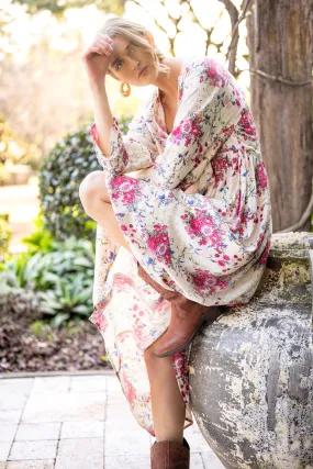 Tuscany Floral Print Maxi Boho Dress